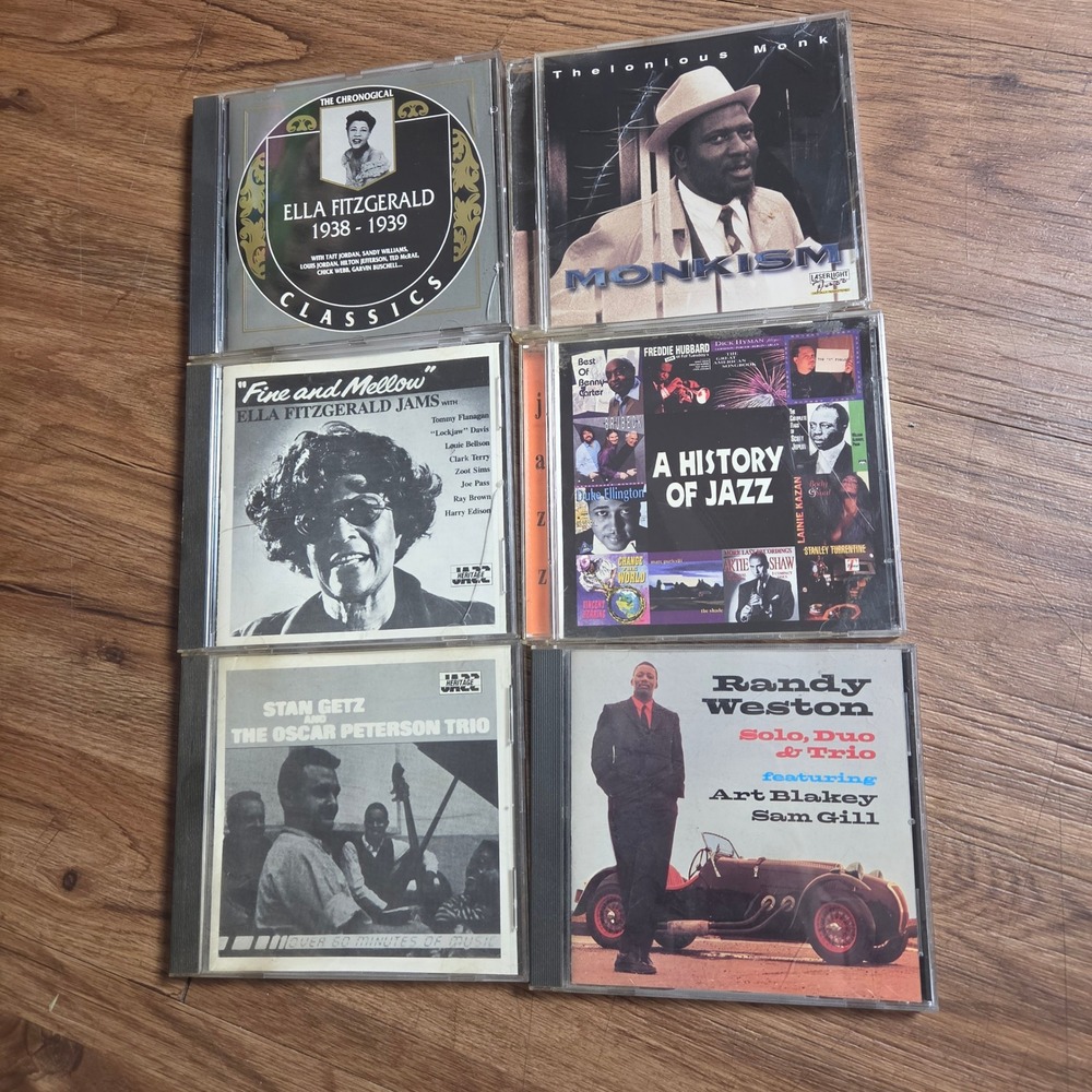 Lot of 6 Jazz CDs Ella Fitzgerald Thelonious Monk Stan Getz Oscar Peterson Randy